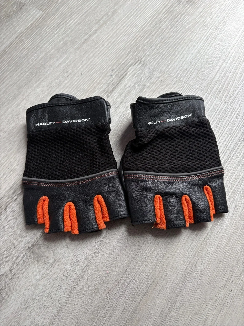 Harley-Davidson Black Gloves with Orange Accents